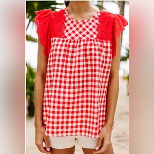 Entro Darling Dreamer Red Gingham Top Sz S spring picnic femenine Cottagecore